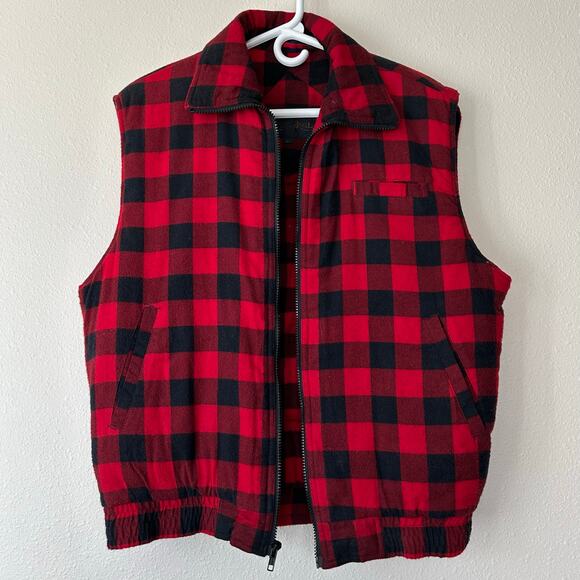 Vintage Ozark Trail buffalo plaid vest Flannel full zip pockets 90s outdoor M - Picture 7 of 12